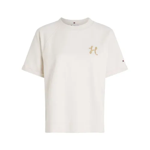 Einfaches und elegantes T-Shirt mit kurzen Ärmeln und gesticktem Logo Tommy Hilfiger
