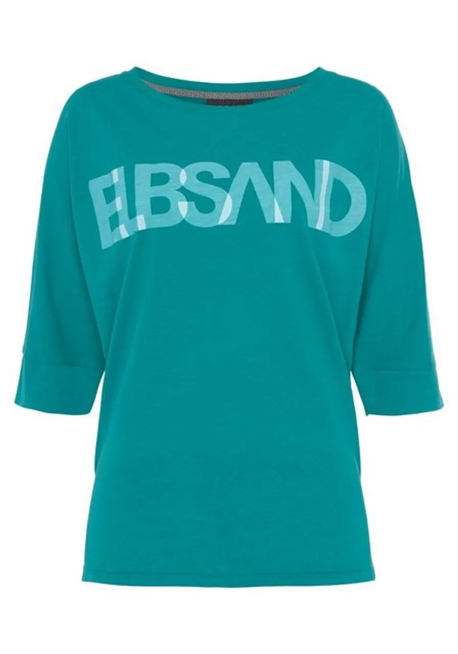Elbsand 3/4-Arm-Shirt mit Logodruck, Baumwoll-Mix, lockere Passform