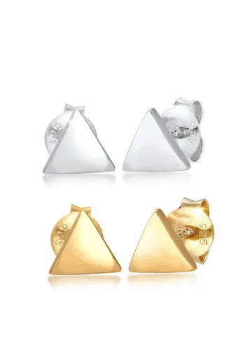 Elli - 2er Set Dreieck Geo Bicolor Minimal 925 Silber Ohrringe Damen
