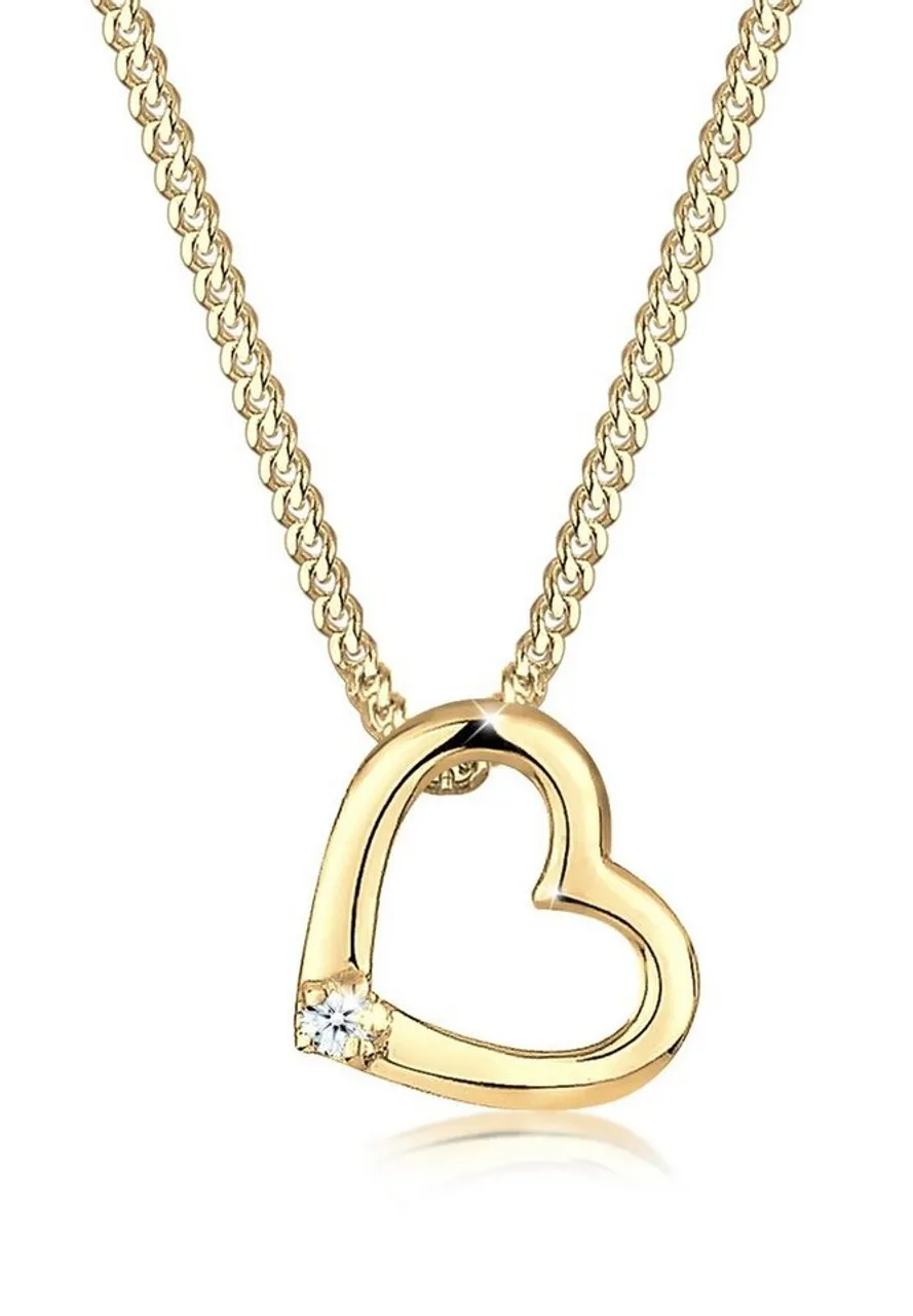 Elli DIAMONDS Collierkettchen Herz Liebe Diamant (0.015 ct) 925 Silber