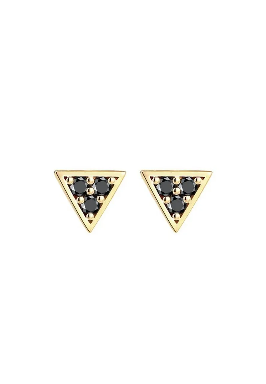 Elli DIAMONDS Paar Ohrstecker Dreieck Geo Black Diamant (0.09 ct) 375er Gelbgold
