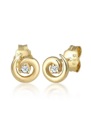 Elli DIAMONDS Paar Ohrstecker Stecker Spirale Diamanten (0.03 ct) 585er Gelbgold