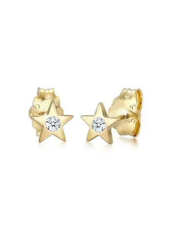 Elli DIAMONDS Paar Ohrstecker Stecker Stern Astro Diamant (0.03ct) 375 Gelbgold