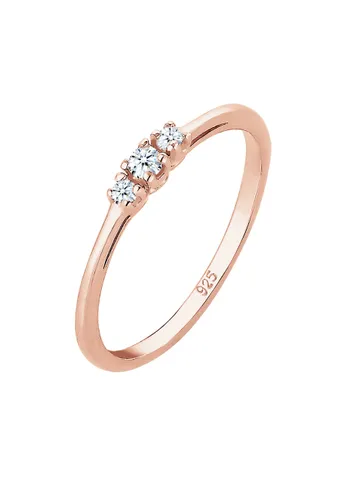 Elli DIAMONDS - Verlobungsring Diamant (0.06 ct.) Zart 925 Silber Ringe Damen