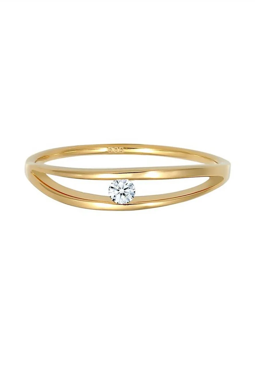 Elli DIAMONDS Verlobungsring Verlobung Wellen Diamant (0.06 ct) 585 Gelbgold