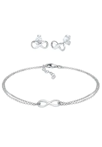 Elli - Infinity Symbol Armband Ohrstecker Set 925 Silber Schmuck-Set Damen
