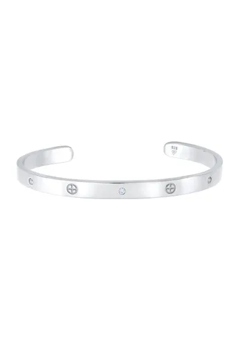 Elli PREMIUM - Geo Bangle Kreuz Minimal Zirkonia 925 Silber Armbänder & Armreife Damen