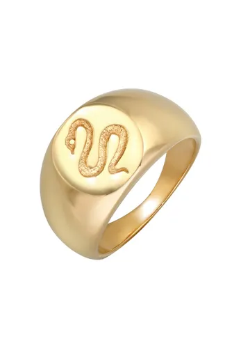 Elli PREMIUM - Siegelring Schlange Kraft Symbol 925 Silber Ringe Damen