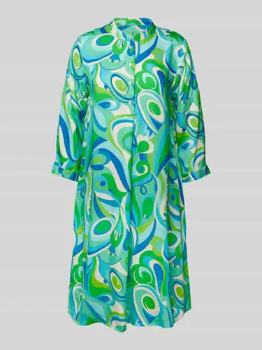 Emily Van den Bergh Knielanges Hemdblusenkleid aus Viskose mit Allover-Muster in Gruen