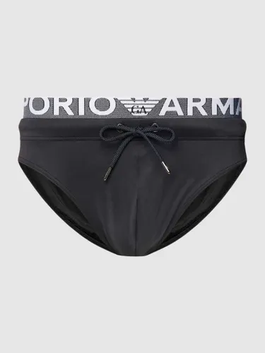 Emporio Armani Badehose mit elastischem Logo-Bund in Black