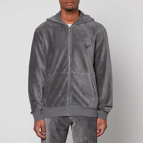 Emporio Armani Logo-Embroidered Ribbed Chenille Hoodie