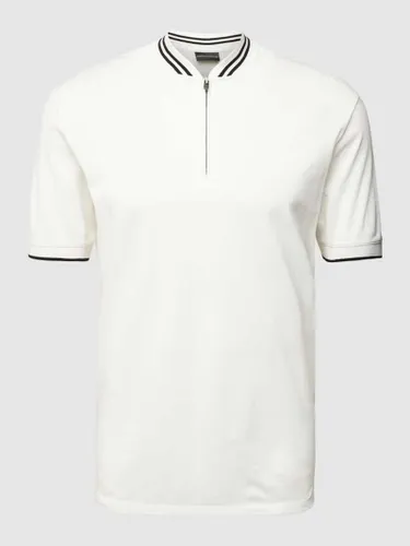Emporio Armani Slim Fit Poloshirt mit Kontraststreifen in Weiss