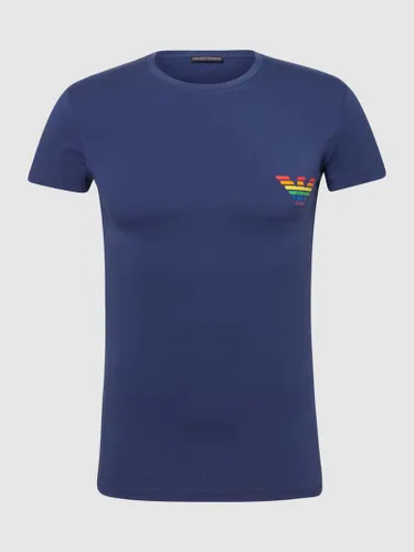Emporio Armani T-Shirt mit Label-Print in Dunkelblau