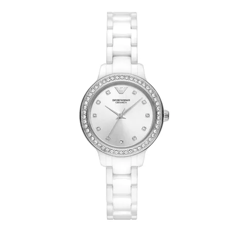 Emporio Armani Uhr - Emporio Armani Three-Hand White Ceramic Watch - Gr. unisize - in Silber - für Damen