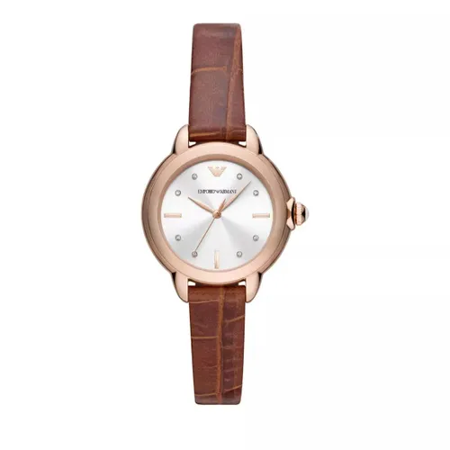 Emporio Armani Uhr - Three-Hand Brown Leather Watch - Gr. unisize - in Braun - für Damen