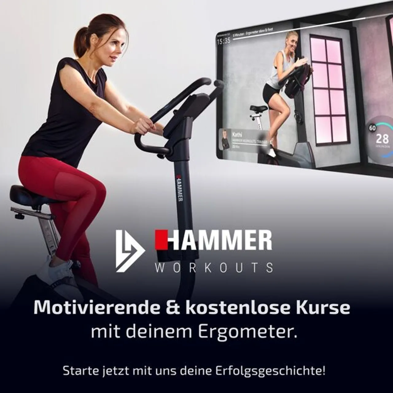 Ergometer HAMMER "Cardio Motion BT" Fahrradtrainer schwarz Ergometer