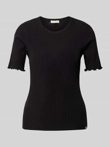 esmé studios T-Shirt mit geripptem Rundhalsausschnitt Modell 'Ella' in Black