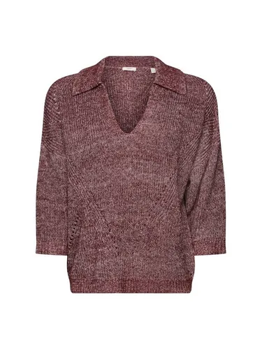 Esprit Collection Kurzarmpullover Pullover mit Polokragen, Baumwollmix