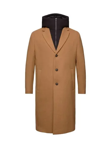 Esprit Collection Wollmantel Mantel mit abnehmbarer Kapuze aus Wollmix