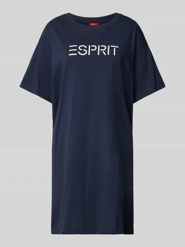 Esprit Nachthemd mit Logo-Print Modell 'MIA' in Dunkelblau