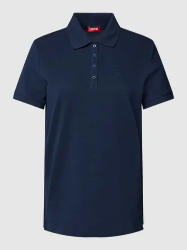 Esprit Poloshirt in unifarbenem Design in Marine