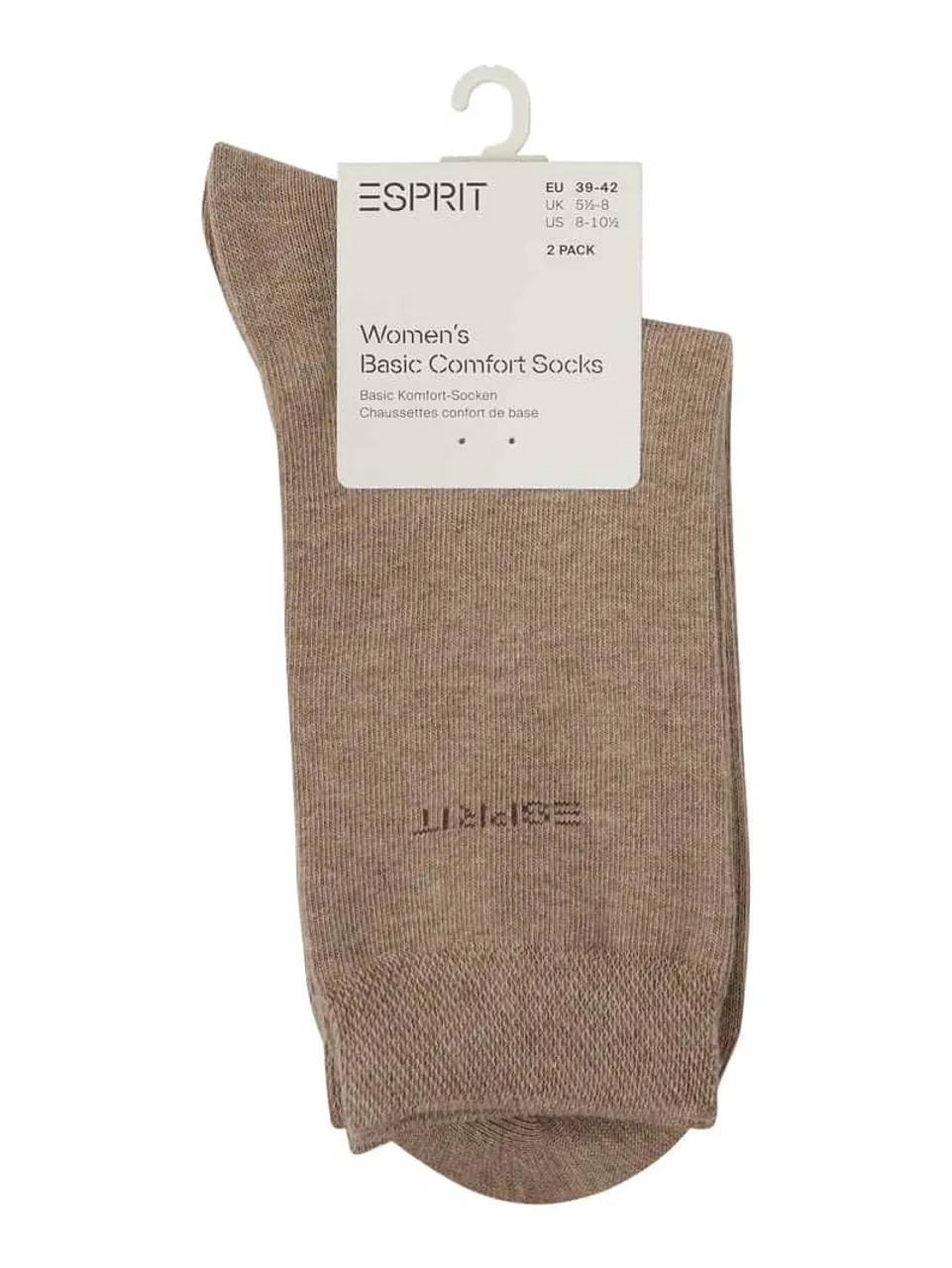 Esprit Socken mit Label-Stitching im 2er-Pack in Sand