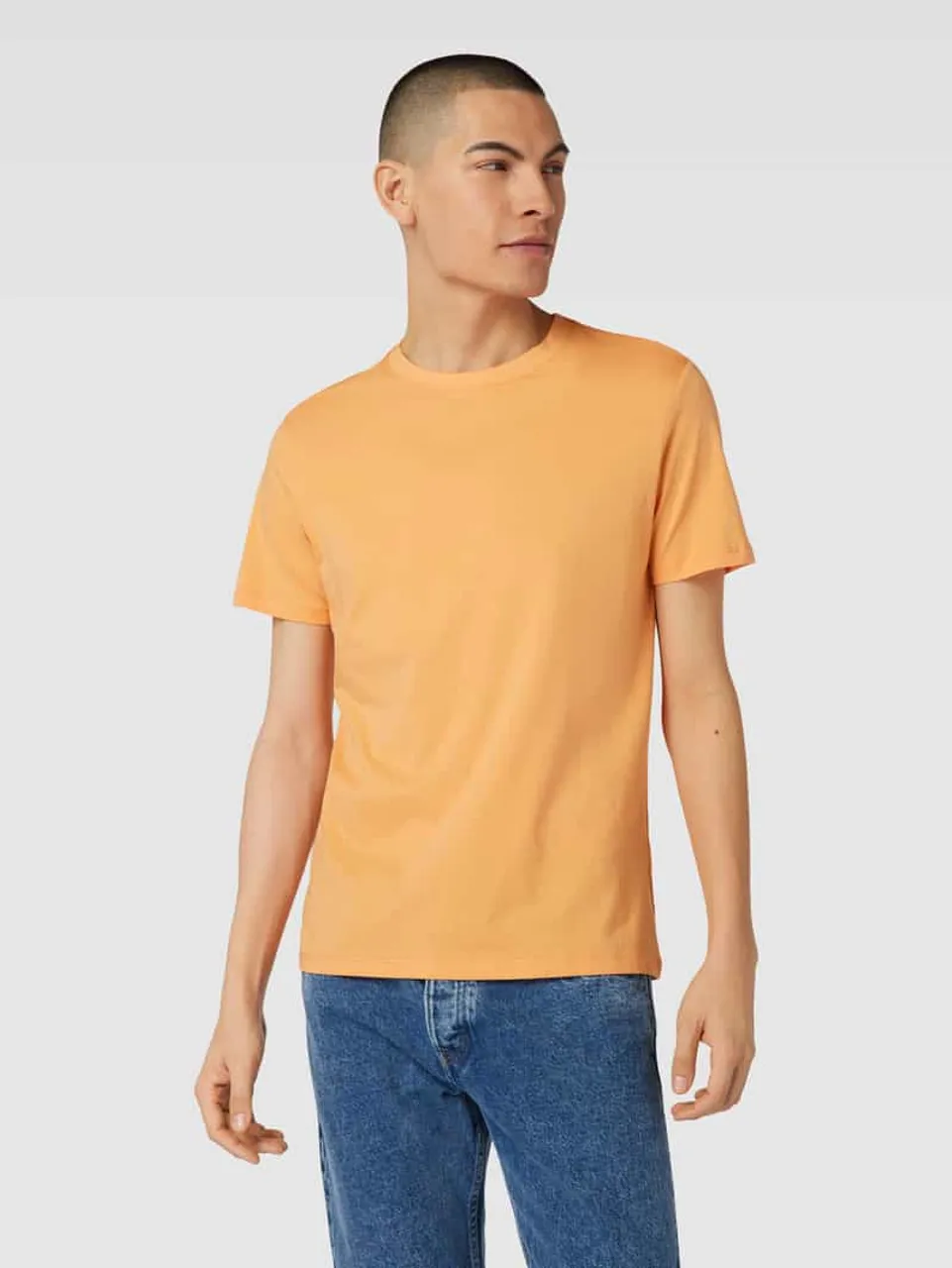 Esprit T-Shirt in unifarbenem Design in Orange