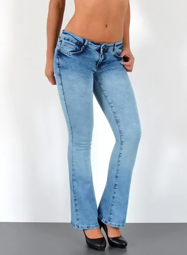 ESRA Bootcut-Jeans B400 Damen Bootcut Jeans Low Waist, bis Plussize Große Größen, Damen Bootcut Schlaghose mit Stetch bis Übergröße, Damen Flared Jean...