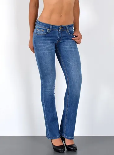 ESRA Bootcut-Jeans B600 Damen Bootcut Jeans Hose Low Waist, bis Übergröße / Plussize Große Größen, Damen Bootcut Hüftjeans Schlaghose mit Stretch, Fla...
