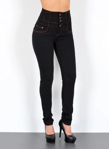 ESRA Skinny-fit-Jeans J22 Damen Skinny Jeans, Damen High Waist Jeanshose, Damen Jeans Hose mit 4-Knöpfen, Skinny Fit Jeans mit Stretch und hohem Bund,...