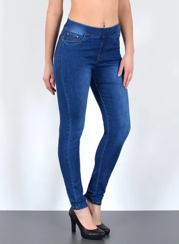 ESRA Skinny-fit-Jeans J291 Damen Skinny Jeans High Waist mit elastischem Gummi-Bund, bis Übergröße / Plussize Größe, Sehr enge Röhrenjeans hohe Leibhö...