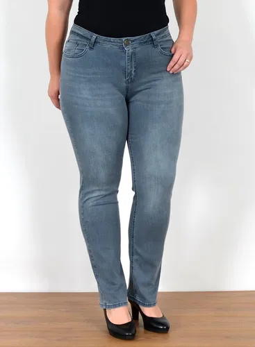 ESRA Straight-Jeans FG8 High Waist Straight Fit Jeans Damen bis Übergröße, Damen Straight Leg Jeans Hose Hoch Bund Stretch bis Plus Size, Gerade Schni...