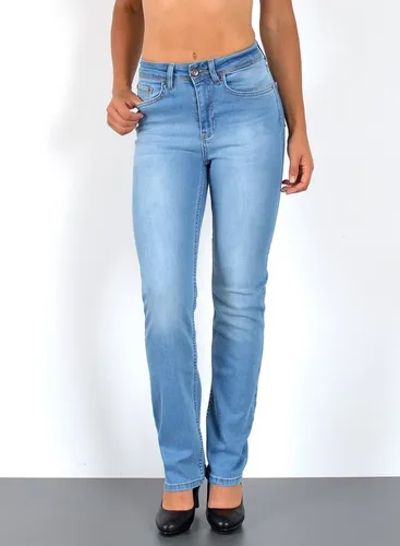 ESRA Straight-Jeans G200 High Waist Straight Fit Jeans Damen, bis Übergröße / Plussize Große Größe, Straight Leg Jeans hohe Leibhöhe mit Stretch, Gera...