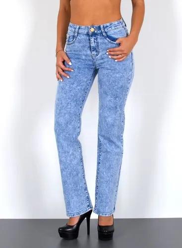 ESRA Straight-Jeans G200 High Waist Straight Fit Jeans Damen, bis Übergröße / Plussize Große Größe, Straight Leg Jeans hohe Leibhöhe mit Stretch, Gera...