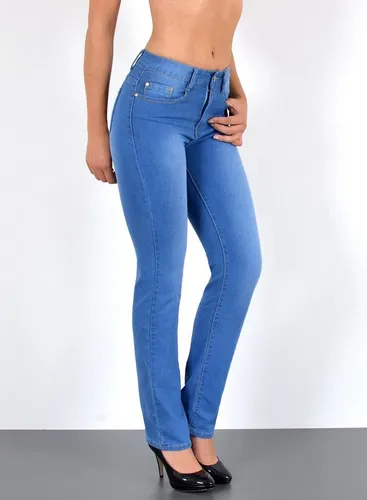 ESRA Straight-Jeans G400 Damen Jeans Gerade hohe Leibhöhe, bis Übergröße / Plussize Größe, Damen Straight Fit Jeans Highwaist, bis Große Größen, Damen...
