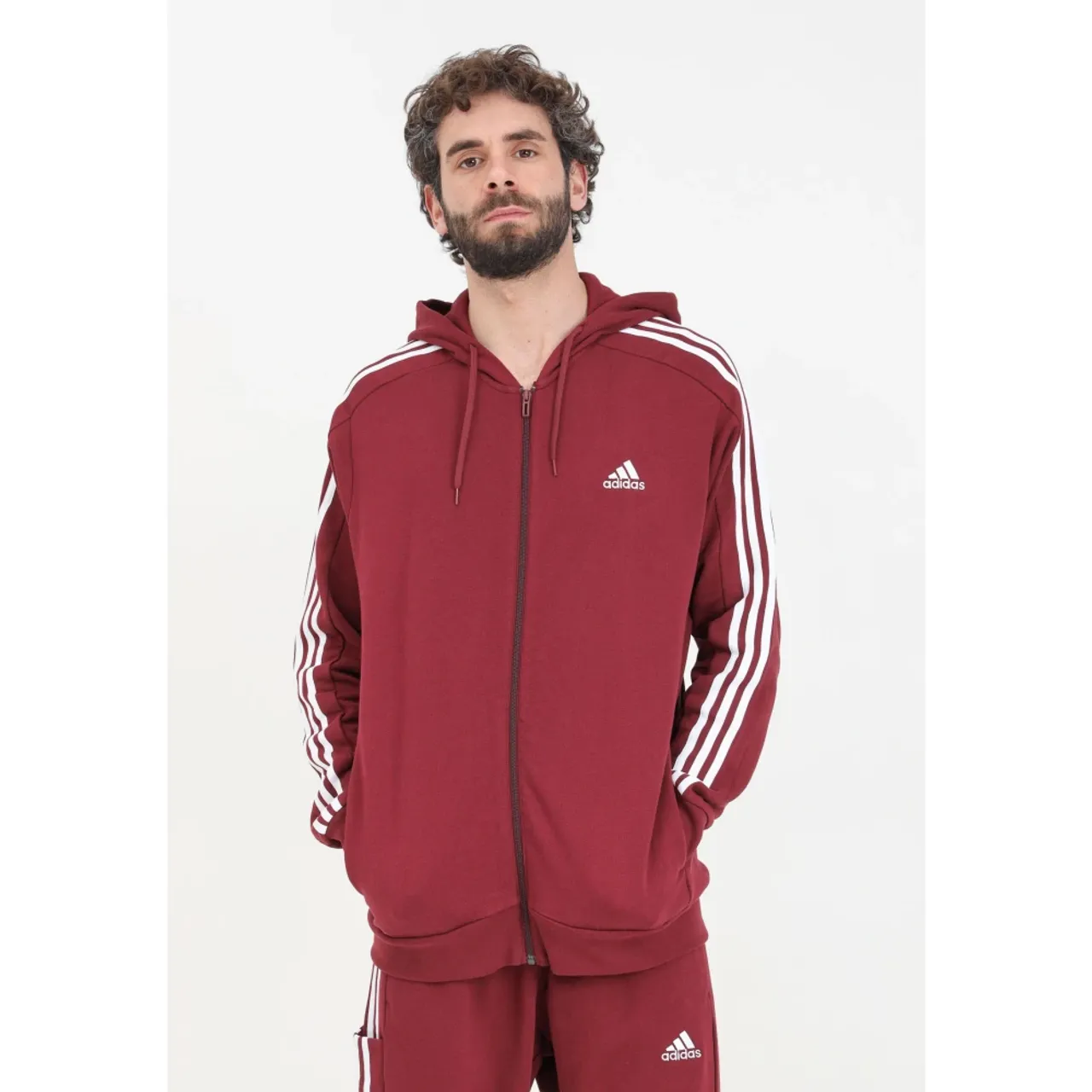 Essentials French Terry Hoodie Rot/Weiß Adidas