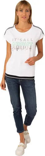 Estefania for woman T-Shirt mit eleganten Schriftzug und kleinem Strassbesatz