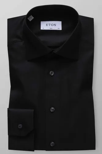 ETON Slim Fit Hemd schwarz, Einfarbig