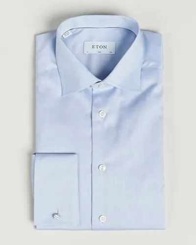 Eton Slim Fit Shirt Double Cuff Blue