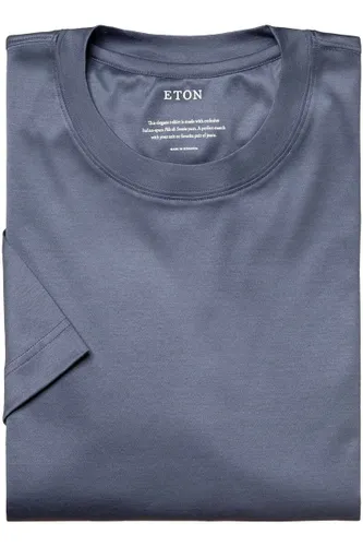 ETON Slim Fit T-Shirt Rundhals blaugrau, Einfarbig