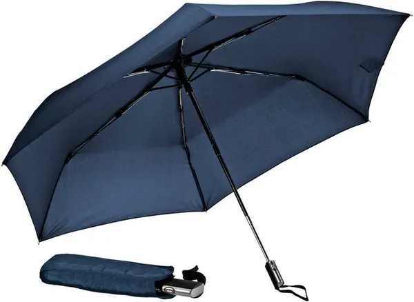 EuroSCHIRM® Taschenregenschirm Automatik 3224, marineblau, extra flach und leicht