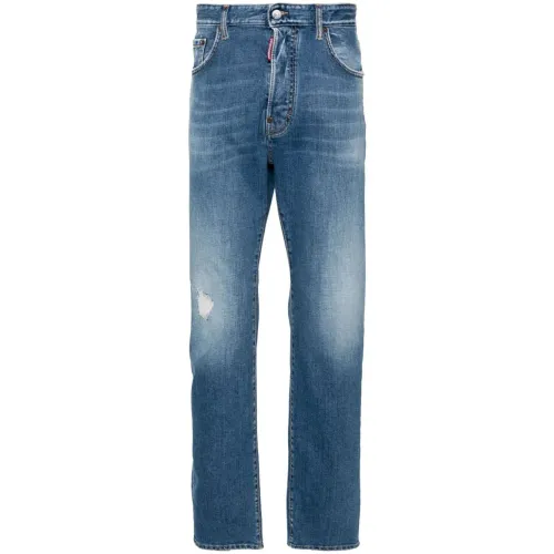 Faded Distressed Slim-Cut Jeans Dsquared2