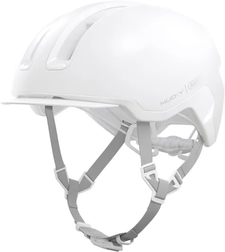 Fahrradhelm ABUS "HUD-Y" Helme Gr. L Kopfumfang: 57 cm - 61 cm, weiß (pure white) Fahrradhelme für Erwachsene
