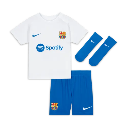 FC Barcelona 2023/24 Away dreiteiliges Nike Dri-FIT-Set für Babys und Kleinkinder - Weiß