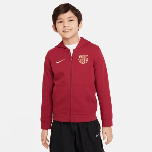 FC Barcelona Club Nike Fußball-Kapuzenjacke für ältere Kinder (Jungen) - Rot