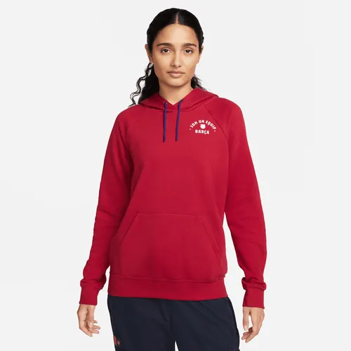 FC Barcelona Essential Nike Fleece-Hoodie für Damen - Rot