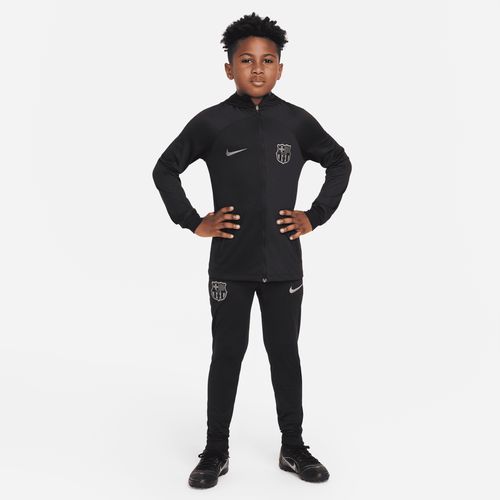FC Barcelona Strike Nike Dri-FIT Fußball-Trainingsanzug mit Kapuze für ältere Kinder - Schwarz