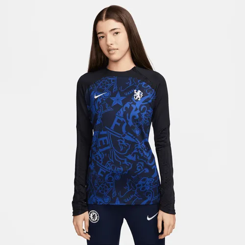 FC Chelsea Strike Nike Dri-FIT-Fußball-Drill-Oberteil mit Rundhalsausschnitt für Damen - Blau