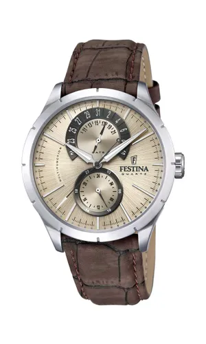 Festina Herren Analog Quarz Uhr mit Leder Armband F16573/9