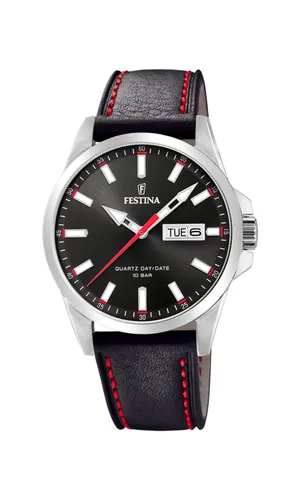 Festina Herren Analog Quarz Uhr mit Leder Armband F20358/4